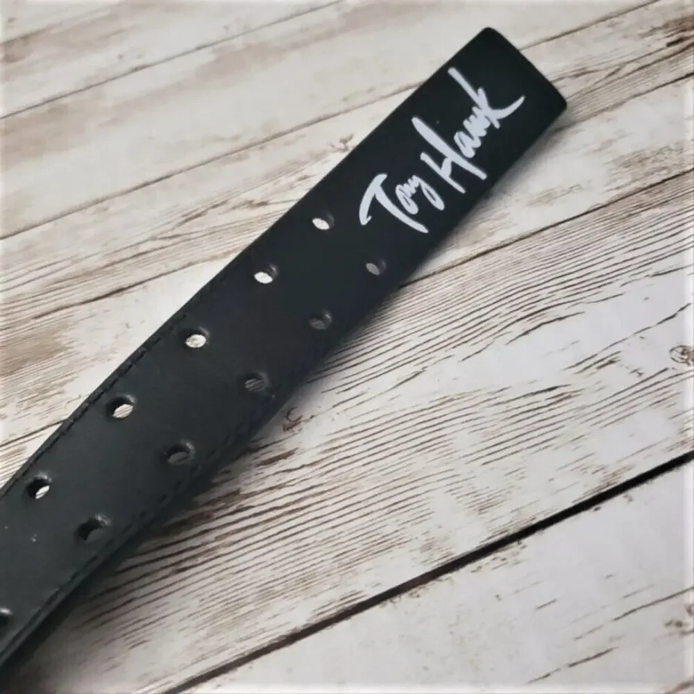 Tony Hawk Black & Off White Synthetic Leather Belt - 22-24 Size S